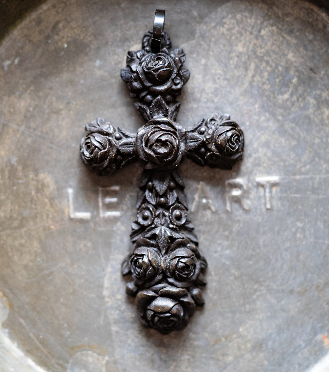 Bog Oak Victorian Mourning Cross